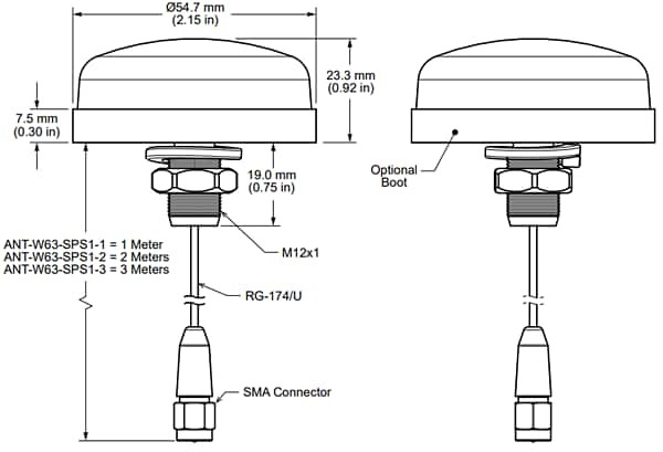 TE Connectivity / Linx Technologies ANT-W63-SPS Panel-Mount Wi-Fi® 6 Antennas