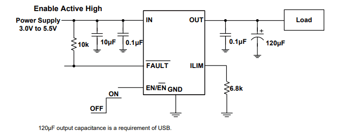 Application Circuit Diagram - Diodes Incorporated AP22654Q/AP22655Q Adjustable Power Switches