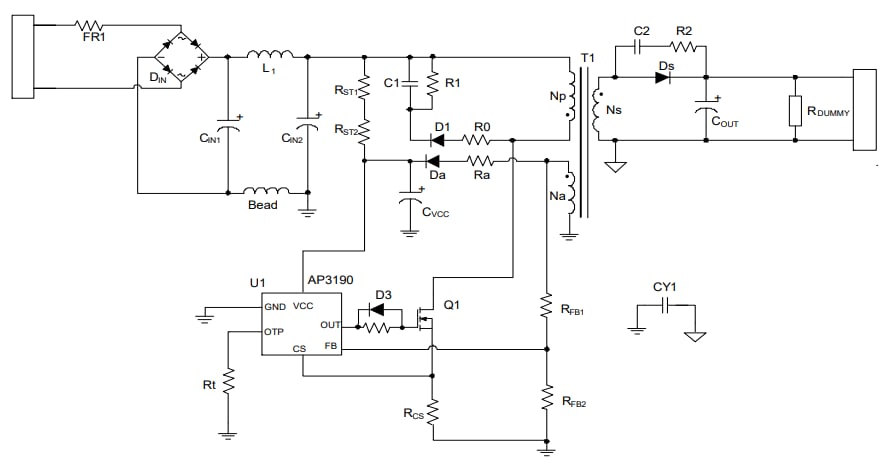 Application Circuit Diagram - Diodes Incorporated AP3190x AC/DC Power Supply Controllers