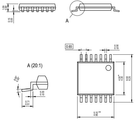 Mechanical Drawing - Apogee Semiconductor AP54RHC705 Radiation Hardened Dual D Flip Flops