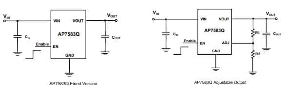 Application Circuit Diagram - Diodes Incorporated AP7583Q/AQ Ultra-Low-Dropout Regulators Application Circuit Diagram - Diodes Incorporated AP7583Q/AQ Ultra-Low-Dropout Regulators
