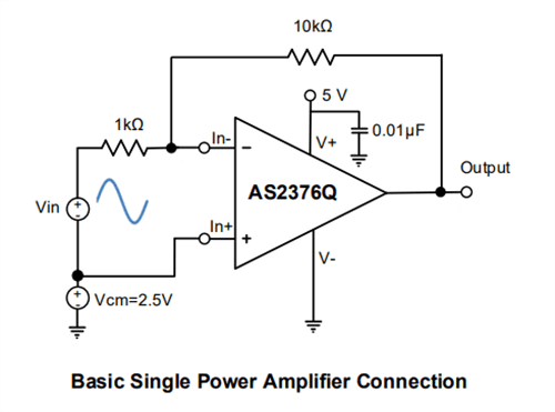 Application Circuit Diagram - Diodes Incorporated AS2376Q AEC-Q100 Precision Operational Amplifier
