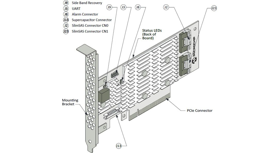 Mechanical Drawing - Microchip Technology Adaptec® SmartRAID Ultra 3258p-16i (3258UPC16IXS)