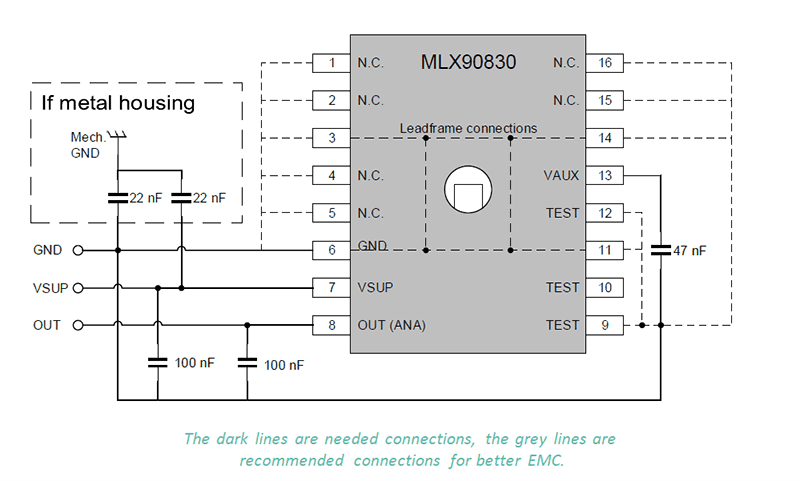 Application Circuit Diagram - Melexis MLX90830 Triphibian™ MEMS Pressure Sensor IC Application Circuit Diagram - Melexis MLX90830 Triphibian™ MEMS Pressure Sensor IC