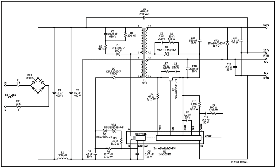 Power Integrations InnoSwitch3-TN CV/CC QR Flyback Switcher ICs
