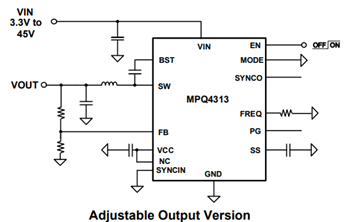 Application Circuit Diagram - Monolithic Power Systems (MPS) MPQ4313-AEC1 Switching Regulators