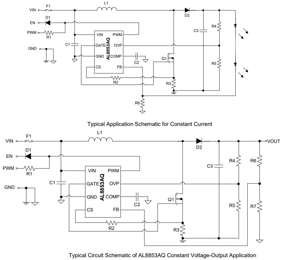 Application Circuit Diagram - Diodes Incorporated AL8853AQ Boost Controller