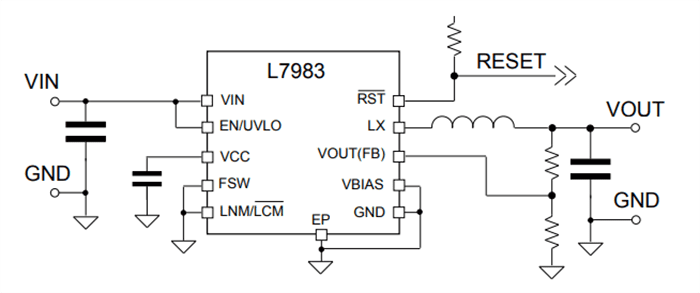 Application Circuit Diagram - STMicroelectronics L7983 Synchronous Step-Down Switching Regulators