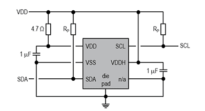 Application Circuit Diagram - Sensirion SGP41 CMOSens®/MOXSens® Digital Air Quality Sensor