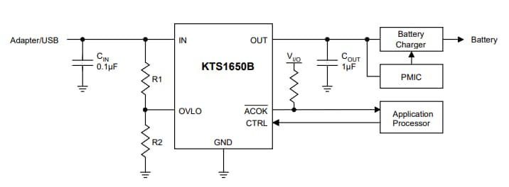 Application Circuit Diagram - Kinetic Technologies KTS1650B Power Switch IC