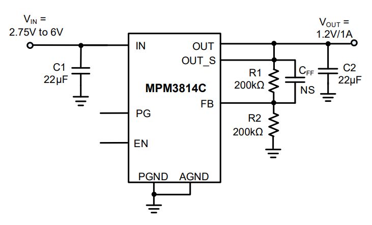 Application Circuit Diagram - Monolithic Power Systems (MPS) MPM3814C Step-Down Power Modules
