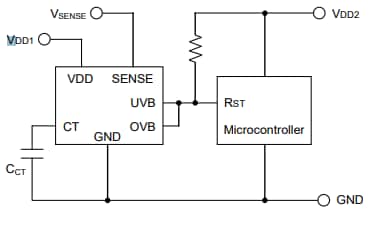 Application Circuit Diagram - ROHM Semiconductor BD52W01x Voltage Detector (Reset) ICs Application Circuit Diagram - ROHM Semiconductor BD52W01x Voltage Detector (Reset) ICs