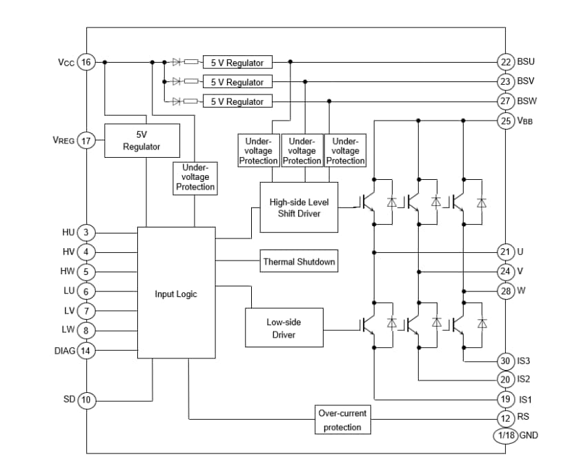 Block Diagram - Toshiba TPD4163K/TPD4164K Intelligent Power Devices