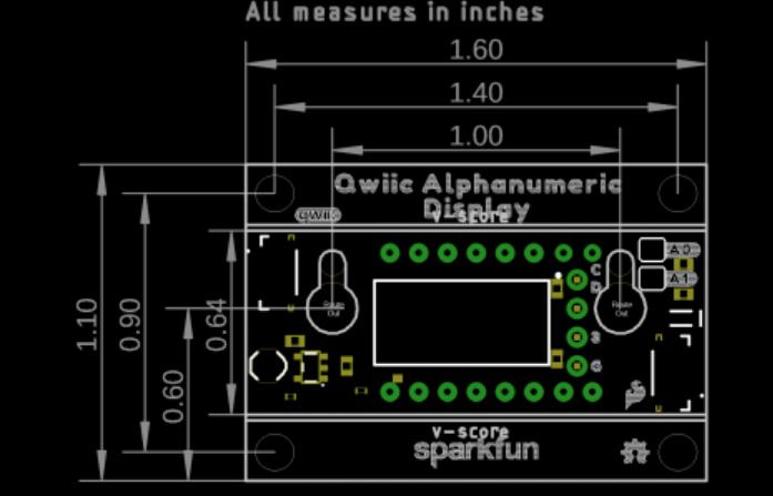 Mechanical Drawing - SparkFun KIT-19297 Qwiic Alphanumeric Display Kit