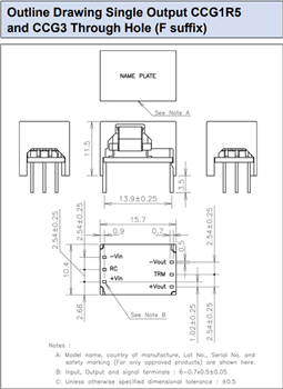 Mechanical Drawing - TDK-Lambda CCG 1.3W to 10W Isolated DC-DC Converters Mechanical Drawing - TDK-Lambda CCG 1.3W to 10W Isolated DC-DC Converters