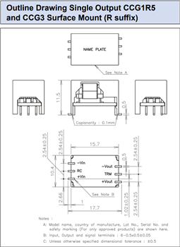Mechanical Drawing - TDK-Lambda CCG 1.3W to 10W Isolated DC-DC Converters Mechanical Drawing - TDK-Lambda CCG 1.3W to 10W Isolated DC-DC Converters