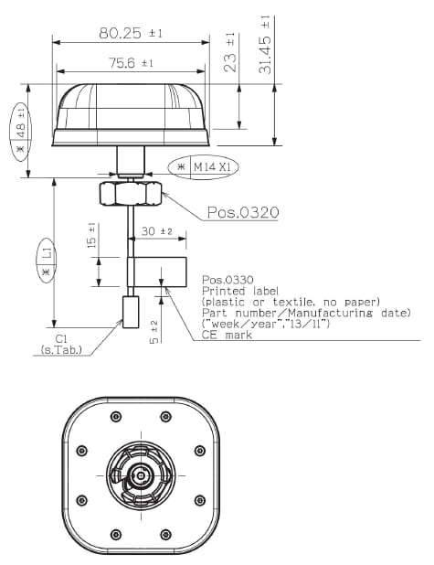 TE Hirschmann Mobility Linear Polarization S Cellular (2G/3G/4G) Antenna