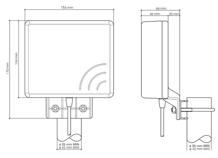 TE Hirschmann Mobility Wall Bracket Cellular (2G/3G/4G) Outdoor Antenna