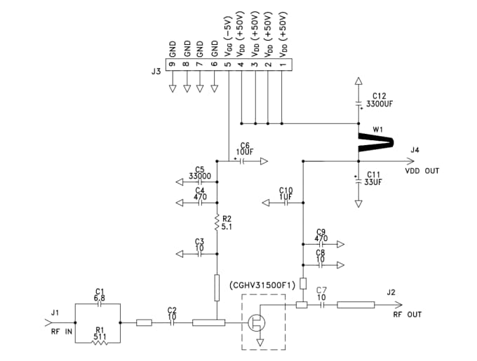 Schematic - MACOM CGHV31500F1-AMP Evaluation Board