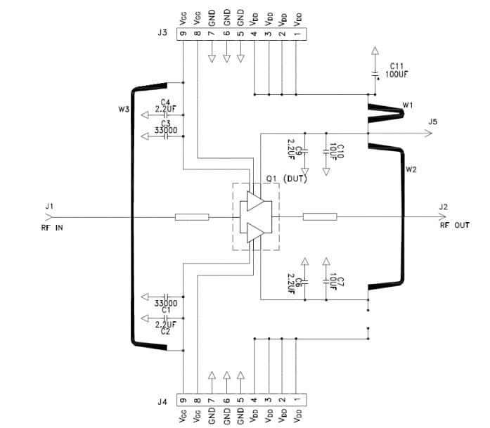 Schematic - MACOM CMPA1C1D080F-AMP Evaluation Board