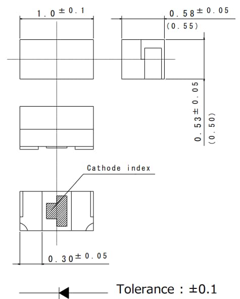 Mechanical Drawing - ROHM Semiconductor CSL1501RW 860nm Infrared LED Mechanical Drawing - ROHM Semiconductor CSL1501RW 860nm Infrared LED