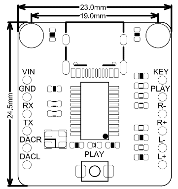 Mechanical Drawing - DFRobot DFR0768 DFPlayer Pro Module