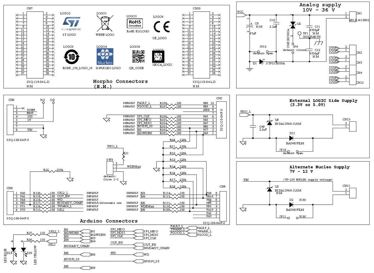 Schematic - STMicroelectronics X-NUCLEO-OUT16A1 Expansion Board
