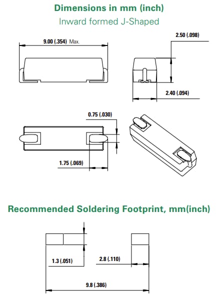Mechanical Drawing - Littelfuse 59177 Ultra-miniature Overmolded Reed Switches