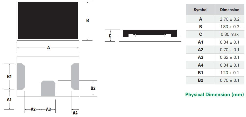 Mechanical Drawing - Littelfuse ITV2718 Battery Protectors