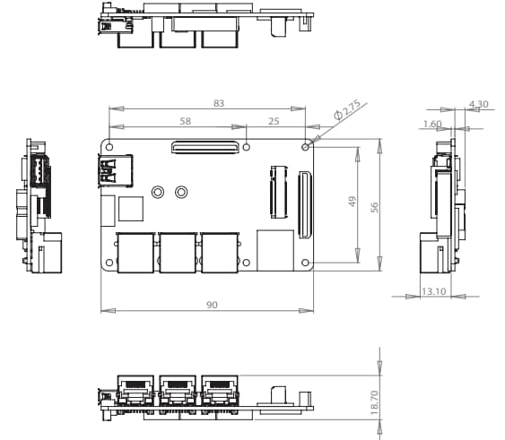 Mechanical Drawing - AAEON UP Connect Plus Expansion Boards