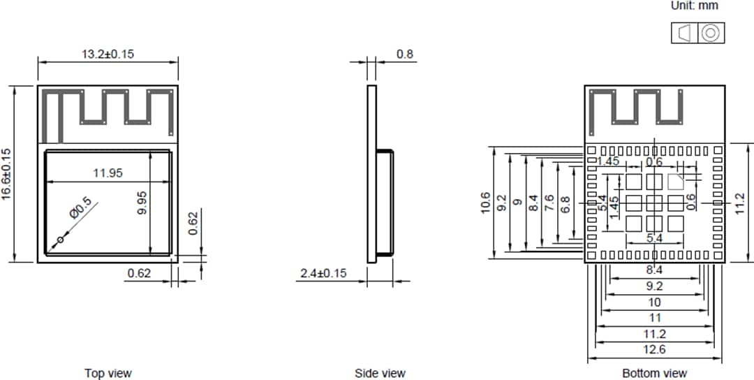 Mechanical Drawing - Espressif Systems ESP32-C3-MINI-1 Wi-Fi® / BLE Module