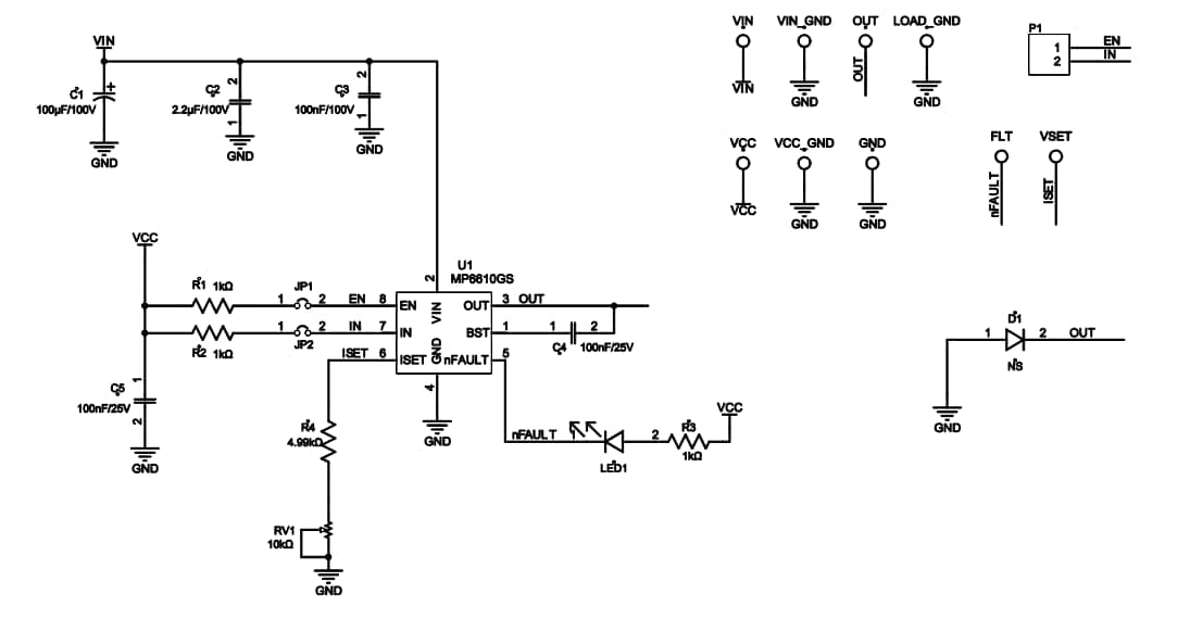 Schematic - Monolithic Power Systems (MPS) EV6610-S-00A Evaluation Board