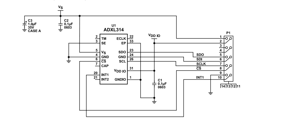 Schematic - Analog Devices Inc. EVAL-ADXL314Z Evaluation Board