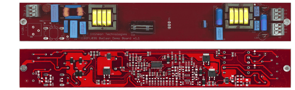 Infineon Technologies EVALICB2FL03G 54W Smart Ballast Board