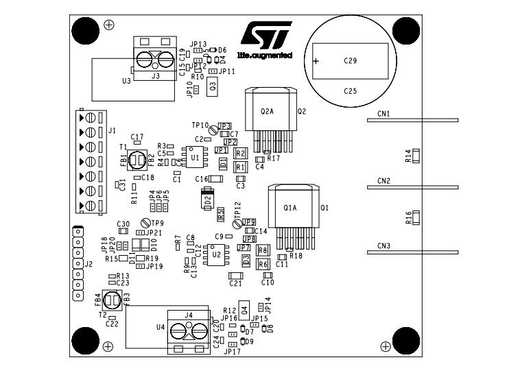 Mechanical Drawing - STMicroelectronics EVSTGAP2SICSN/C Evaluation Boards