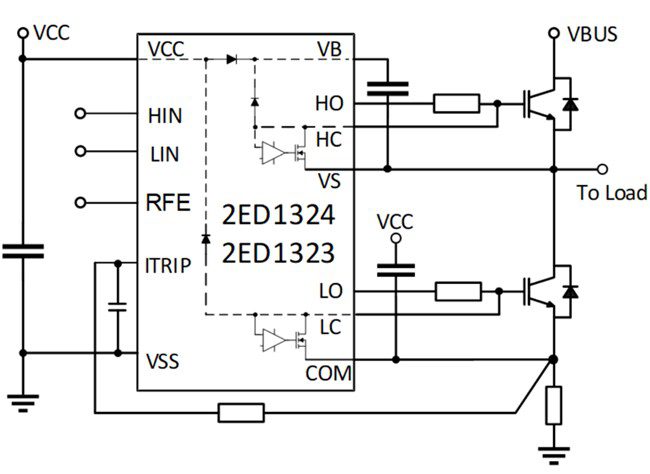 Application Circuit Diagram - Infineon Technologies EiceDRIVER™ 1200V High-Side and Low-Side Drivers