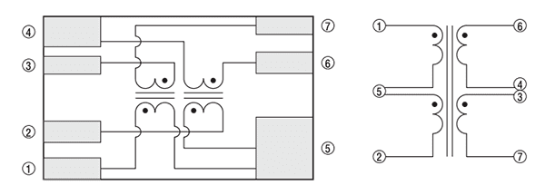 Schematic - Bourns SM453230-1x1N7Y Chip LAN Transformers