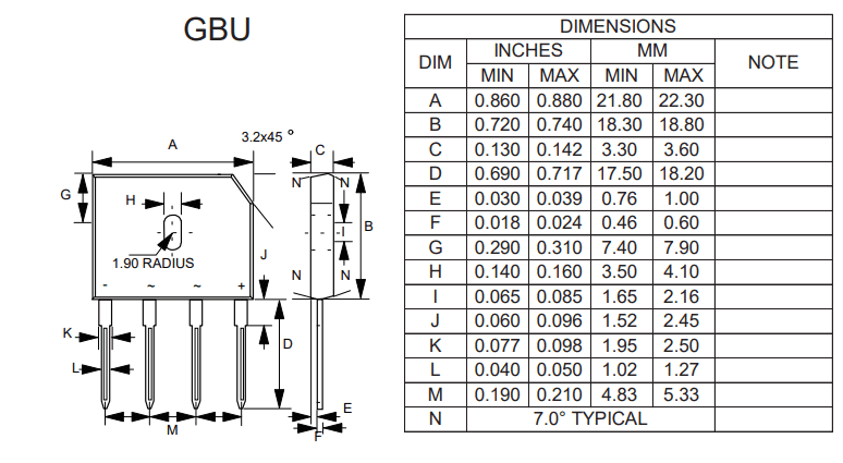 Micro Commercial Components (MCC) 600V & 800V Planar Low Vf Bridge Rectifiers