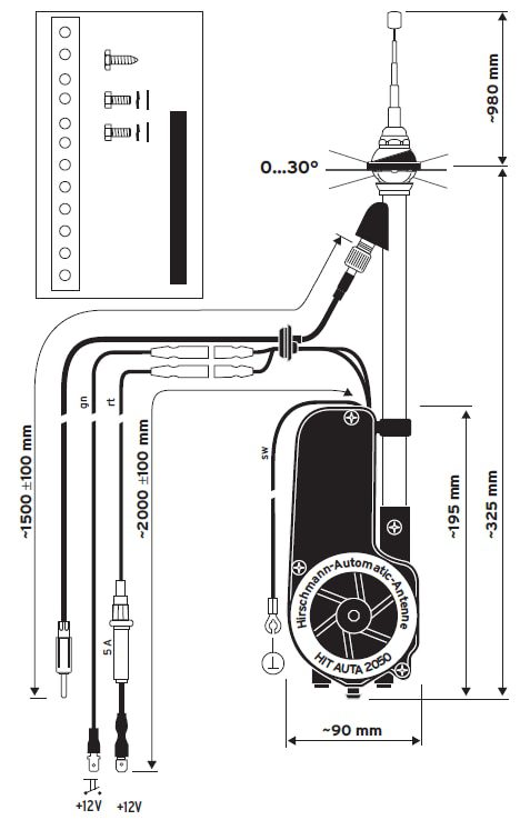 TE Hirschmann Mobility AM/FM Automatic Antenna
