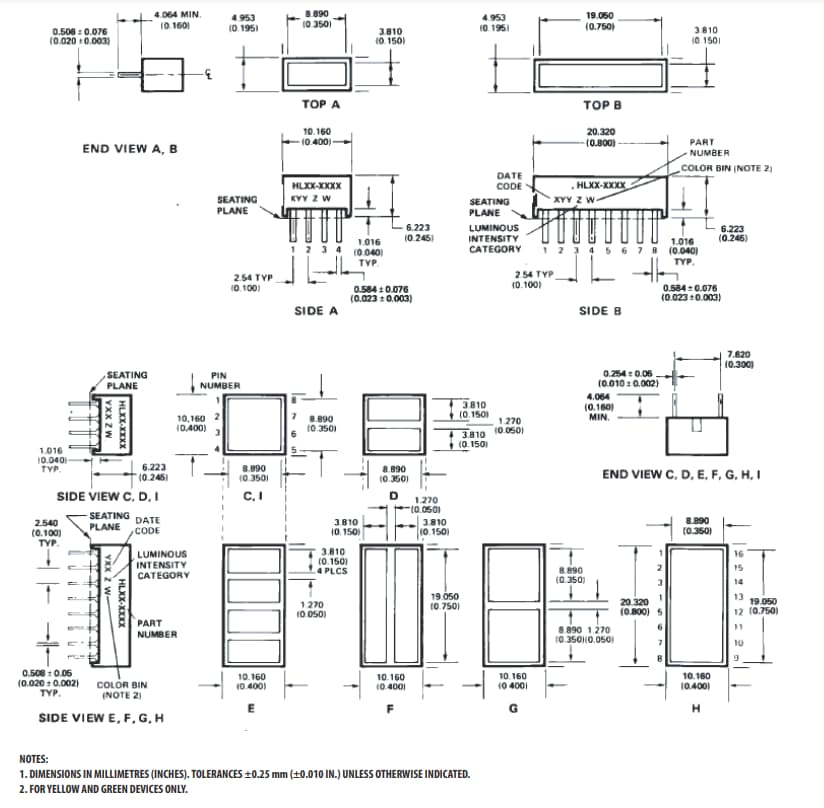 Mechanical Drawing - Broadcom HLCP & HLMP LED Light Bars