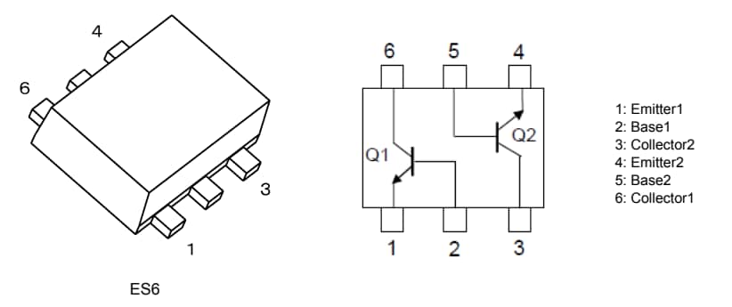 Mechanical Drawing - Toshiba HN1x Bipolar Transistors