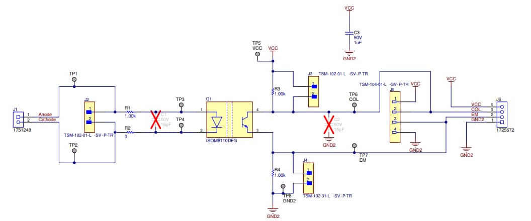 Schematic - Texas Instruments ISOM8110DFGEVM Evaluation Module