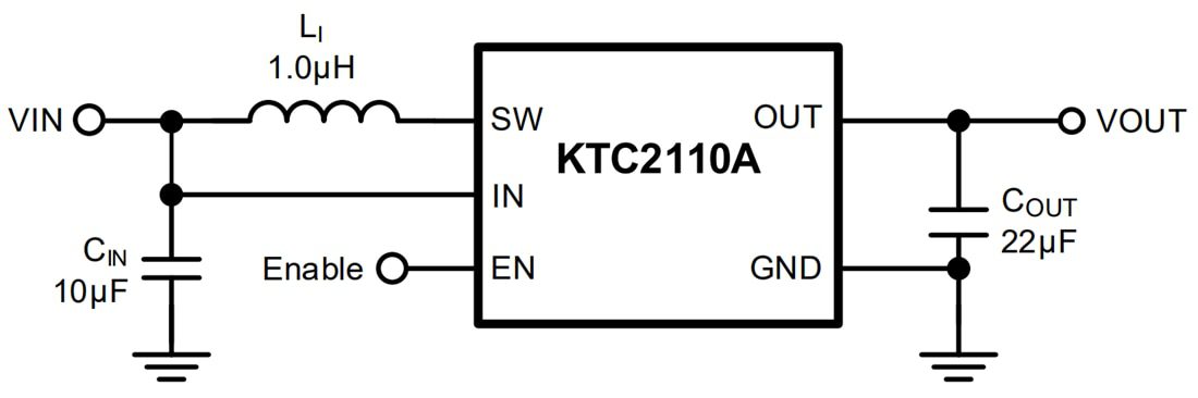 Application Circuit Diagram - Kinetic Technologies KTC2110A Low IQ Synchronous Boost