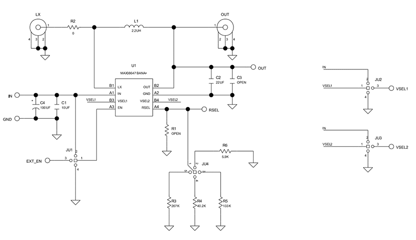 Schematic - Analog Devices / Maxim Integrated MAX38647B WLP Evaluation Kit