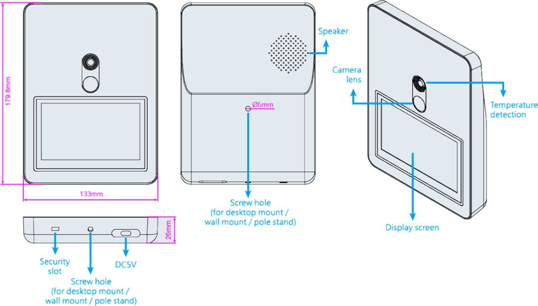 Mechanical Drawing - Kneron AVX2004 Temperature Screening Tablet