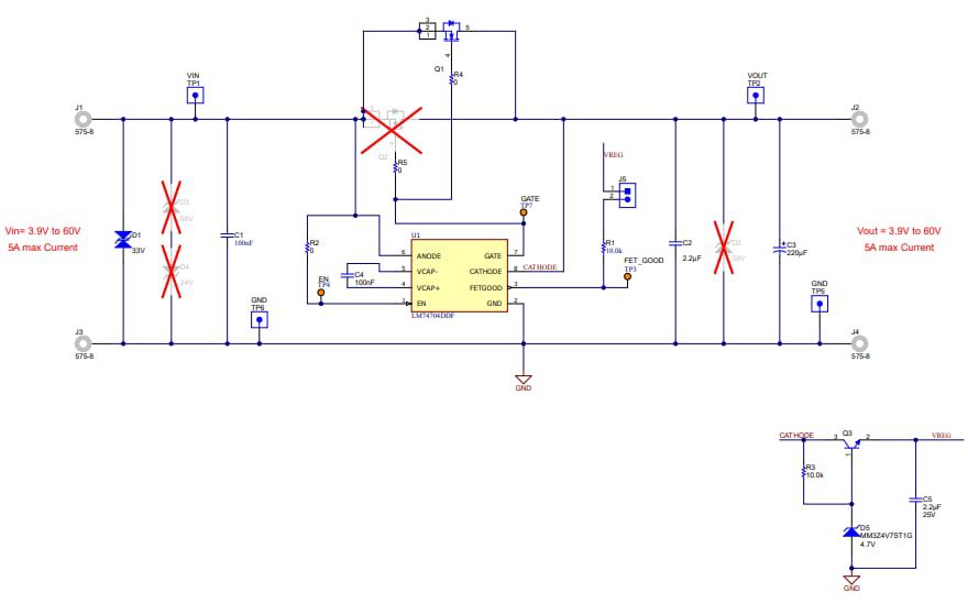 Schematic - Texas Instruments LM74704Q1EVM Evaluation Module