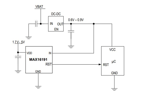 Application Circuit Diagram - Analog Devices / Maxim Integrated MAX16191 Supervisory Circuit