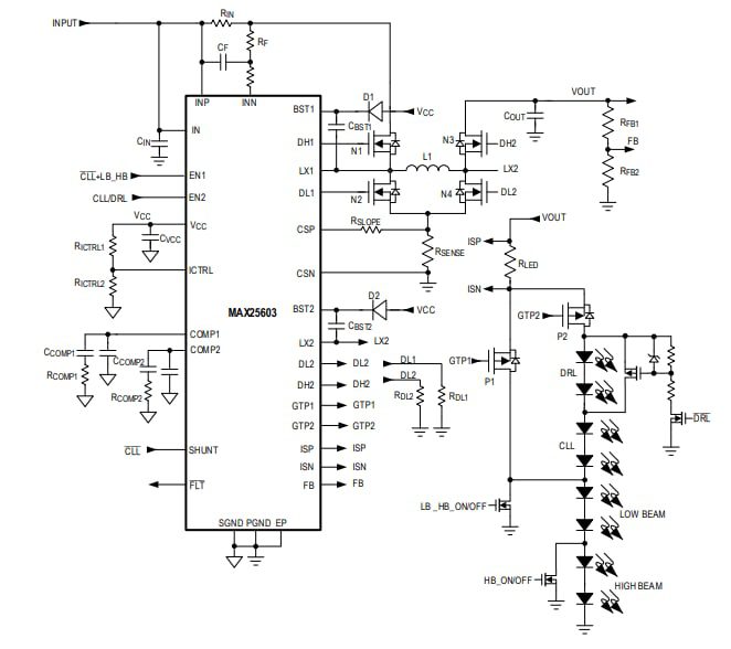 Application Circuit Diagram - Analog Devices / Maxim Integrated MAX25603EVKIT Evaluation Kit