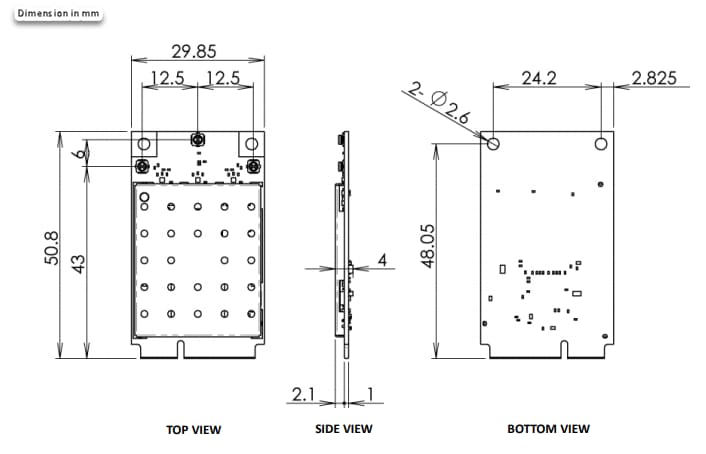 Mechanical Drawing - Silex Technology SX-PCEAC PCI Express Half Mini Card WLAN Modules