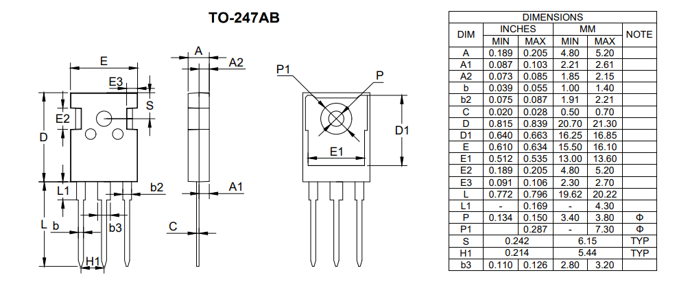 Mechanical Drawing - Micro Commercial Components (MCC) 650V & 1200V IGBTs
